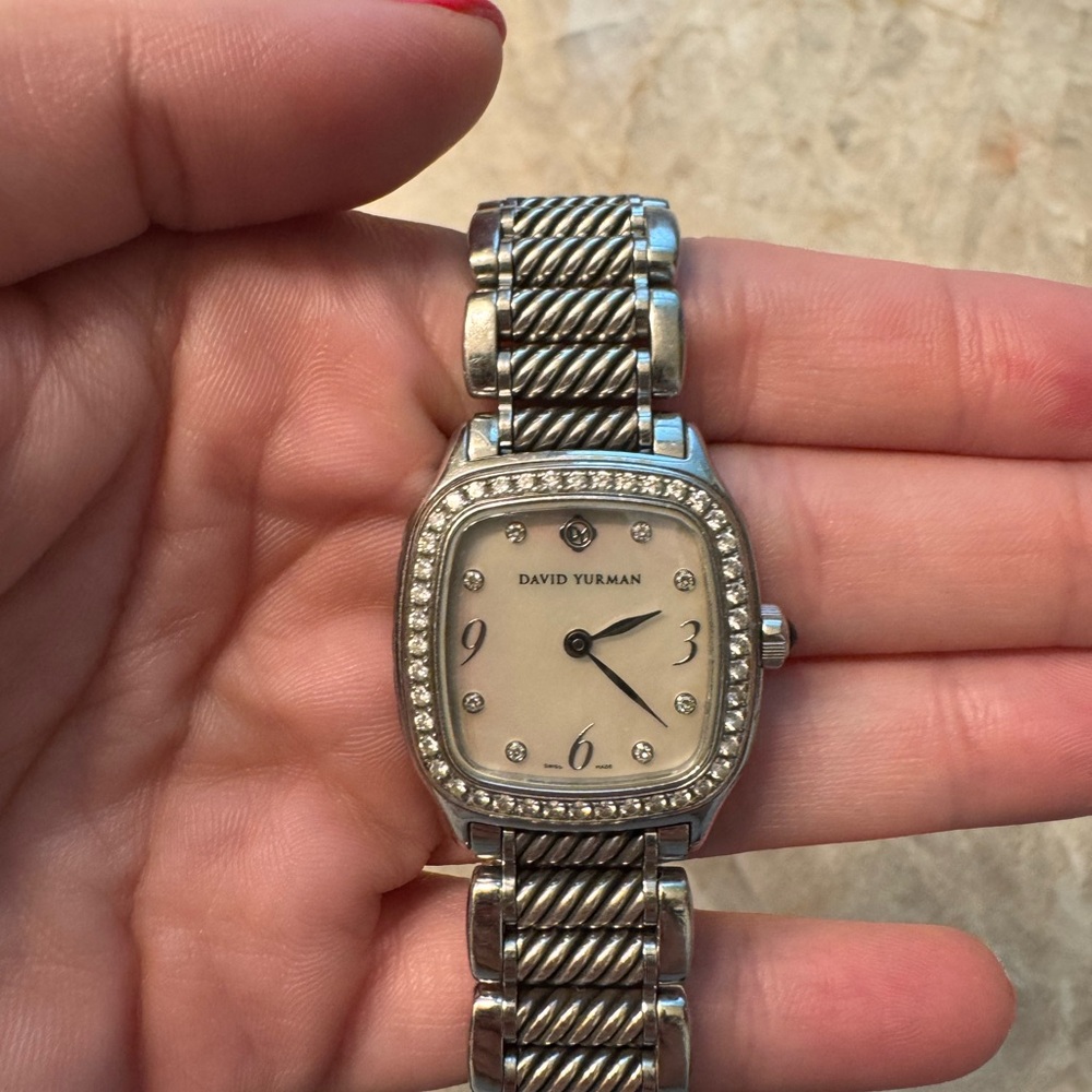 David Yurman Thoroughbred Diamond Silver Watch with Diamond Accents